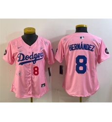 Women Los Angeles Dodgers 8 Enrique Hernandez Pink 2025 Tokyo Series Limited Stitched Baseball Jersey