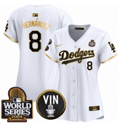 Women Los Angeles Dodgers 8 Enrique Hernandez White Gold 2024 World Series With Vin 26 Kobe Patch Limited Stitched Baseball Jersey 28Run Small 29 Women Los Angeles Dodgers 8 Enrique Hernandez White Gold 2024 World Series With Vin 26 Kobe Patch Limited Stitched Baseball Jersey 28Run Small 29