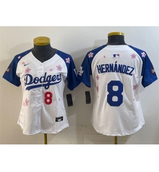 Women Los Angeles Dodgers 8 Enrique Hernandez White Royal 2025 Tokyo Series Limited Stitched Baseball Jersey Women Los Angeles Dodgers 8 Enrique Hernandez White Royal 2025 Tokyo Series Limited Stitched Baseball Jersey