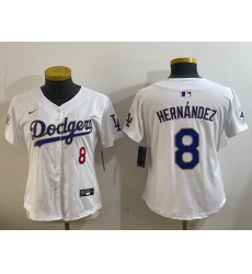 Women Los Angeles Dodgers 8 Enrique Hernandez white 2024 Jackie Robinson Patch Limited Stitched Jersey Women Los Angeles Dodgers 8 Enrique Hernandez white 2024 Jackie Robinson Patch Limited Stitched Jersey