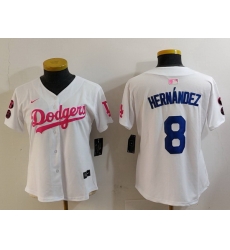 Women Los Angeles Dodgers 8 Kik E9 Hernandez White Pink Vin 26 Kobe Patch Stitched Baseball Jersey Women Los Angeles Dodgers 8 Kik E9 Hernandez White Pink Vin 26 Kobe Patch Stitched Baseball Jersey