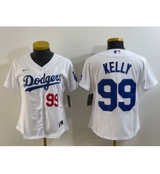 Women Los Angeles Dodgers 99 Joe Kelly White With Patch Stitched Jersey Women Los Angeles Dodgers 99 Joe Kelly White With Patch Stitched Jersey