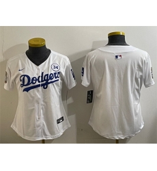 Women Los Angeles Dodgers Blank White 2024 World Series With No 34 Patch Home Limited Stitched Baseball Jersey Women Los Angeles Dodgers Blank White 2024 World Series With No 34 Patch Home Limited Stitched Baseball Jersey