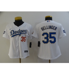Women Los Angeles Dodgers Cody Bellinger 35 Championship Gold Trim White Limited All Stitched Flex Base Jersey Women Los Angeles Dodgers Cody Bellinger 35 Championship Gold Trim White Limited All Stitched Flex Base Jersey