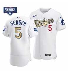 Women Los Angeles Dodgers Corey Seager 5 Gold Program White Flex Base Stitched Jersey Women Los Angeles Dodgers Corey Seager 5 Gold Program White Flex Base Stitched Jersey