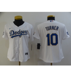 Women Los Angeles Dodgers Justin Turner 10 Championship Gold Trim White All Stitched Cool Base Jersey Women Los Angeles Dodgers Justin Turner 10 Championship Gold Trim White All Stitched Cool Base Jersey