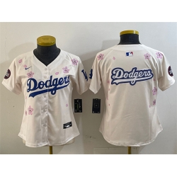 Women Los Angeles Dodgers Team Big Logo Cream 2025 Tokyo Series Limited Stitched Baseball Jersey