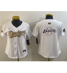 Women Los Angeles Dodgers Team Big Logo White 2025 Gold Collection Limited Stitched Baseball Jersey 001