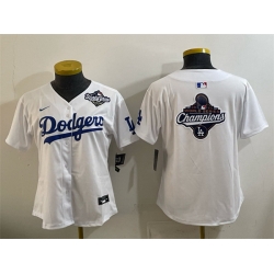Women Los Angeles Dodgers White 2025 World Series  26 Champions Big Logo Home Limited Stitched Baseball Jersey 