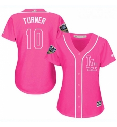 Womens Majestic Los Angeles Dodgers 10 Justin Turner Authentic Pink Fashion Cool Base 2018 World Series MLB Jersey Womens Majestic Los Angeles Dodgers 10 Justin Turner Authentic Pink Fashion Cool Base 2018 World Series MLB Jersey