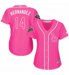 Womens Majestic Los Angeles Dodgers 14 Enrique Hernandez Authentic Pink Fashion Cool Base 2018 World Series MLB Jersey Womens Majestic Los Angeles Dodgers 14 Enrique Hernandez Authentic Pink Fashion Cool Base 2018 World Series MLB Jersey