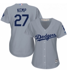 Womens Majestic Los Angeles Dodgers 27 Matt Kemp Replica Grey Road Cool Base MLB Jersey Womens Majestic Los Angeles Dodgers 27 Matt Kemp Replica Grey Road Cool Base MLB Jersey