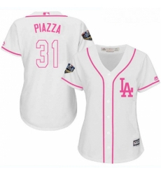 Womens Majestic Los Angeles Dodgers 31 Mike Piazza Authentic White Fashion Cool Base 2018 World Series MLB Jersey Womens Majestic Los Angeles Dodgers 31 Mike Piazza Authentic White Fashion Cool Base 2018 World Series MLB Jersey