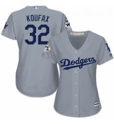 Womens Majestic Los Angeles Dodgers 32 Sandy Koufax Authentic Grey Road 2017 World Series Bound Cool Base MLB Jersey Womens Majestic Los Angeles Dodgers 32 Sandy Koufax Authentic Grey Road 2017 World Series Bound Cool Base MLB Jersey