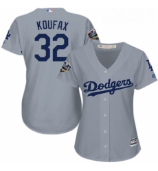 Womens Majestic Los Angeles Dodgers 32 Sandy Koufax Authentic Grey Road Cool Base 2018 World Series MLB Jersey Womens Majestic Los Angeles Dodgers 32 Sandy Koufax Authentic Grey Road Cool Base 2018 World Series MLB Jersey