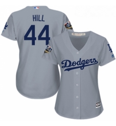 Womens Majestic Los Angeles Dodgers 44 Rich Hill Authentic Grey Road Cool Base 2018 World Series MLB Jersey Womens Majestic Los Angeles Dodgers 44 Rich Hill Authentic Grey Road Cool Base 2018 World Series MLB Jersey