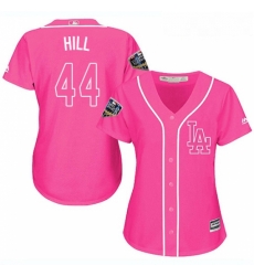 Womens Majestic Los Angeles Dodgers 44 Rich Hill Authentic Pink Fashion Cool Base 2018 World Series MLB Jersey Womens Majestic Los Angeles Dodgers 44 Rich Hill Authentic Pink Fashion Cool Base 2018 World Series MLB Jersey