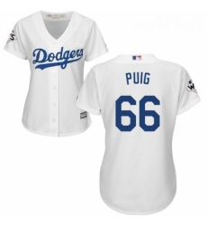 Womens Majestic Los Angeles Dodgers 66 Yasiel Puig Replica White Home 2017 World Series Bound Cool Base MLB Jersey Womens Majestic Los Angeles Dodgers 66 Yasiel Puig Replica White Home 2017 World Series Bound Cool Base MLB Jersey