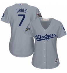 Womens Majestic Los Angeles Dodgers 7 Julio Urias Authentic Grey Road Cool Base 2018 World Series MLB Jersey Womens Majestic Los Angeles Dodgers 7 Julio Urias Authentic Grey Road Cool Base 2018 World Series MLB Jersey