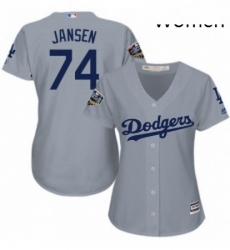 Women's Majestic Los Angeles Dodgers #74 Kenley Jansen Authentic Grey Road Cool Base 2018 World Series MLB Jersey Women's Majestic Los Angeles Dodgers #74 Kenley Jansen Authentic Grey Road Cool Base 2018 World Series MLB Jersey
