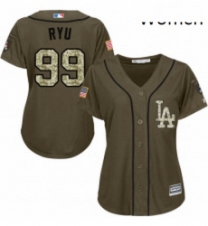 Womens Majestic Los Angeles Dodgers 99 Hyun Jin Ryu Authentic Green Salute to Service MLB Jersey Womens Majestic Los Angeles Dodgers 99 Hyun Jin Ryu Authentic Green Salute to Service MLB Jersey