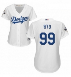 Womens Majestic Los Angeles Dodgers 99 Hyun Jin Ryu Authentic White Home 2017 World Series Bound Cool Base MLB Jersey Womens Majestic Los Angeles Dodgers 99 Hyun Jin Ryu Authentic White Home 2017 World Series Bound Cool Base MLB Jersey