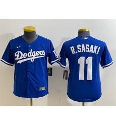 Youth Los Angeles Dodgers 11 Roki Sasaki Royal Cool Base Stitched Baseball Jersey Youth Los Angeles Dodgers 11 Roki Sasaki Royal Cool Base Stitched Baseball Jersey