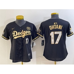 Youth Los Angeles Dodgers 17 Shohei Ohtani Black Gold 2024 World Series With Fernando Patch Vapor Limited Stitched Baseball Jersey