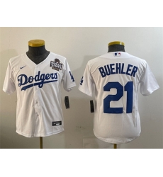 Youth Los Angeles Dodgers 21 Walker Buehler White 2024 World Series Cool Base Stitched Baseball Jersey Youth Los Angeles Dodgers 21 Walker Buehler White 2024 World Series Cool Base Stitched Baseball Jersey