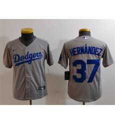 Youth Los Angeles Dodgers 37 Teoscar Hernandez Grey Stitched Baseball Jersey Youth Los Angeles Dodgers 37 Teoscar Hernandez Grey Stitched Baseball Jersey
