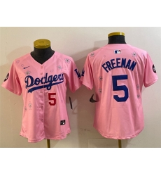 Youth Los Angeles Dodgers 5 Freddie Freeman Pink 2025 Tokyo Series Limited Stitched Baseball Jersey