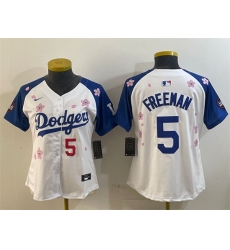 Youth Los Angeles Dodgers 5 Freddie Freeman White Royal 2025 Tokyo Series Limited Stitched Baseball Jersey