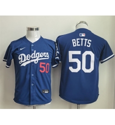 Youth Los Angeles Dodgers 50 Mookie Betts Blue Limited Stitched Baseball Jersey