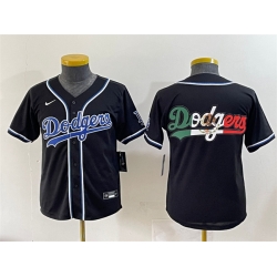 Youth Los Angeles Dodgers Team Big Logo Black Stitched Baseball Jersey