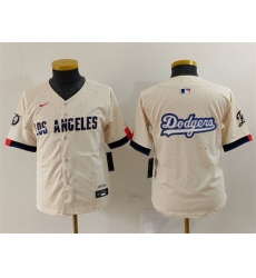 Youth Los Angeles Dodgers Team Big Logo Cream 2024 City Connect Limited Stitched Baseball Jersey 1 Youth Los Angeles Dodgers Team Big Logo Cream 2024 City Connect Limited Stitched Baseball Jersey 1