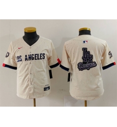 Youth Los Angeles Dodgers Team Big Logo Cream 2024 City Connect Limited Stitched Baseball Jersey 2 Youth Los Angeles Dodgers Team Big Logo Cream 2024 City Connect Limited Stitched Baseball Jersey 2