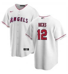 Men Los Angeles Angels 12 Aaron Hicks White Cool Base Stitched Jersey Men Los Angeles Angels 12 Aaron Hicks White Cool Base Stitched Jersey