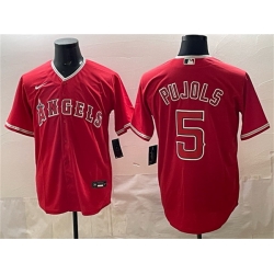 Men Los Angeles Angels  5 Albert Pujols Red Stitched Baseball Jersey