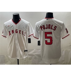 Men Los Angeles Angels  5 Albert Pujols White Stitched Baseball Jersey