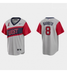 Men Los Angeles Angels 8 Franklin Barreto Men Nike Gray 2021 Little League Classic Game MLB Jersey