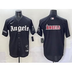 Men Los Angeles Angels Team Big Logo Black  27Gothic Halo Edition 27 Vapor Limited Stitched Baseball Jersey