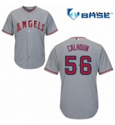 Mens Majestic Los Angeles Angels of Anaheim 56 Kole Calhoun Replica Grey Road Cool Base MLB Jersey Mens Majestic Los Angeles Angels of Anaheim 56 Kole Calhoun Replica Grey Road Cool Base MLB Jersey