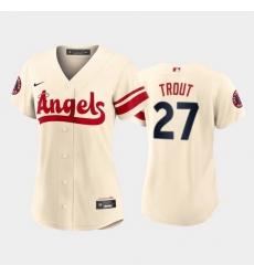 Women Los Angeles Angels 27 Mike Trout 2022 Cream City Connect Stitched Baseball Jerseys Women Los Angeles Angels 27 Mike Trout 2022 Cream City Connect Stitched Baseball Jerseys