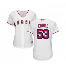 Womens Los Angeles Angels of Anaheim 53 Trevor Cahill Replica White Home Cool Base Baseball Jersey Womens Los Angeles Angels of Anaheim 53 Trevor Cahill Replica White Home Cool Base Baseball Jersey