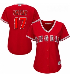 Womens Majestic Los Angeles Angels of Anaheim 17 Shohei Ohtani Replica Red Alternate MLB Jersey Womens Majestic Los Angeles Angels of Anaheim 17 Shohei Ohtani Replica Red Alternate MLB Jersey