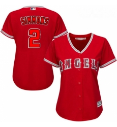Womens Majestic Los Angeles Angels of Anaheim 2 Andrelton Simmons Replica Red Alternate MLB Jersey Womens Majestic Los Angeles Angels of Anaheim 2 Andrelton Simmons Replica Red Alternate MLB Jersey