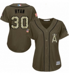 Womens Majestic Los Angeles Angels of Anaheim 30 Nolan Ryan Authentic Green Salute to Service MLB Jersey Womens Majestic Los Angeles Angels of Anaheim 30 Nolan Ryan Authentic Green Salute to Service MLB Jersey