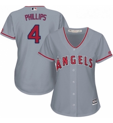Womens Majestic Los Angeles Angels of Anaheim 4 Brandon Phillips Authentic Grey Road Cool Base MLB Jersey Womens Majestic Los Angeles Angels of Anaheim 4 Brandon Phillips Authentic Grey Road Cool Base MLB Jersey