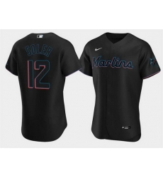 Men Miami Marlins 12 Jorge Soler Black Flex Base Stitched jersey Men Miami Marlins 12 Jorge Soler Black Flex Base Stitched jersey