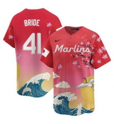 Men Miami Marlins 41 Jonah Bride Pink Japanese Heritage Night 2025 Limited Baseball Jersey Men Miami Marlins 41 Jonah Bride Pink Japanese Heritage Night 2025 Limited Baseball Jersey